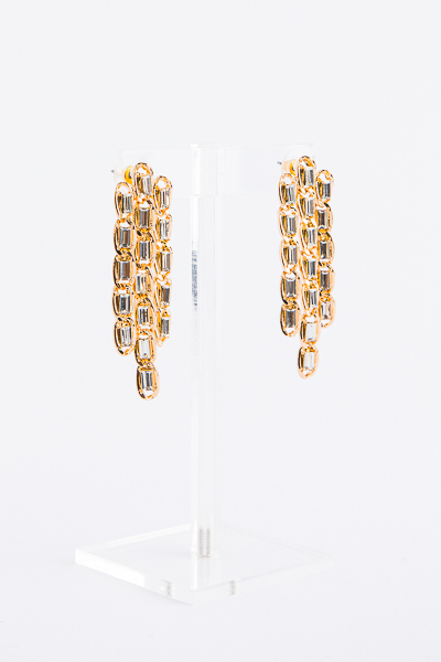 3 Row Crystal Chain Earring